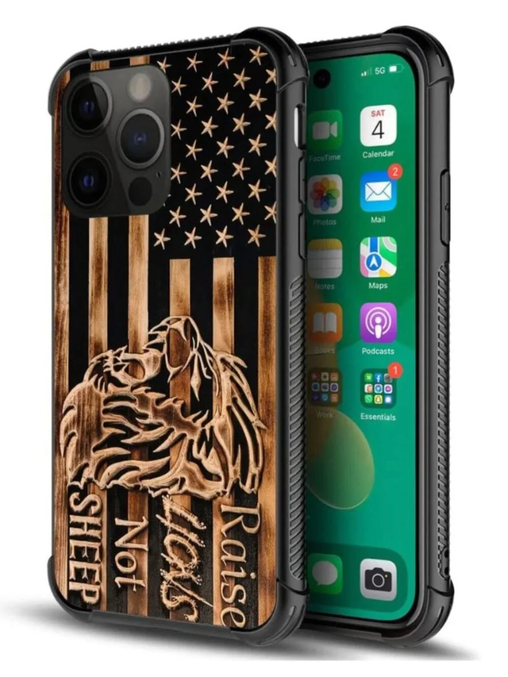 DAIZAG iPhone 14 Pro Shockproof Lions Not Sheep Woodgrain Case NEW